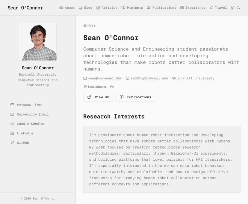 Screenshot of Personal Website