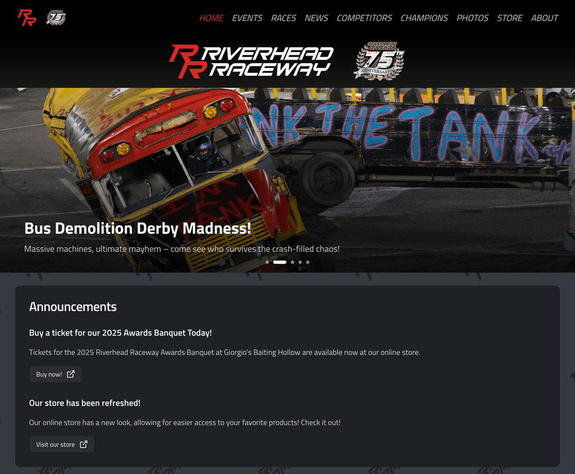 Screenshot of the RaceHub Next platform