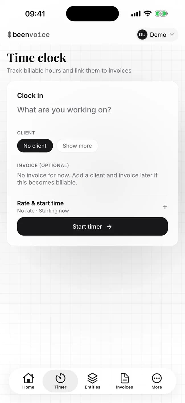beenvoice’s iPhone time tracker